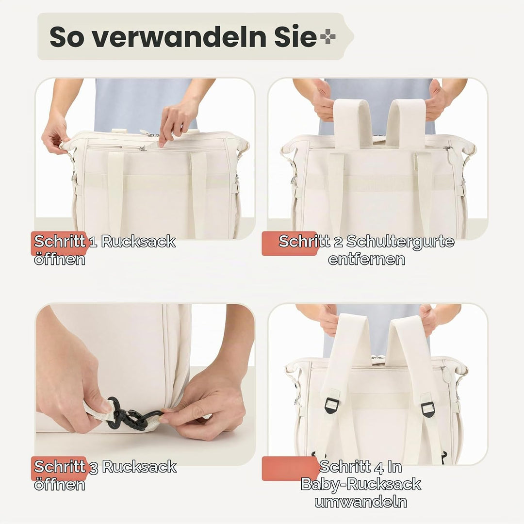 RAINSMORE Baby Wickeltasche Kinderwagen mit Schnullertasche Wickelunterlage Weiss, Weiss