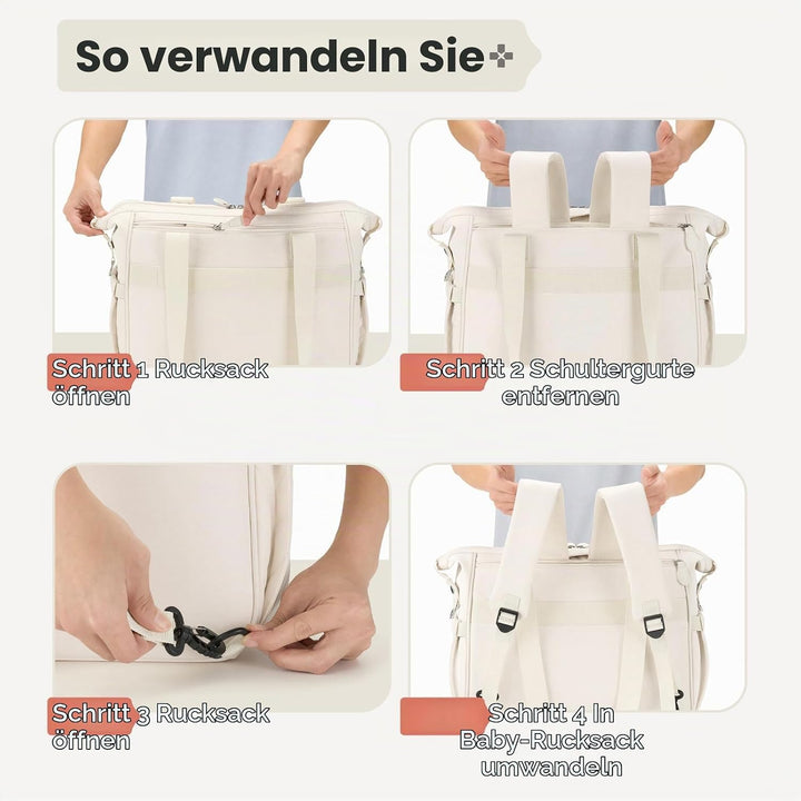 RAINSMORE Baby Wickeltasche Kinderwagen mit Schnullertasche Wickelunterlage Weiss, Weiss