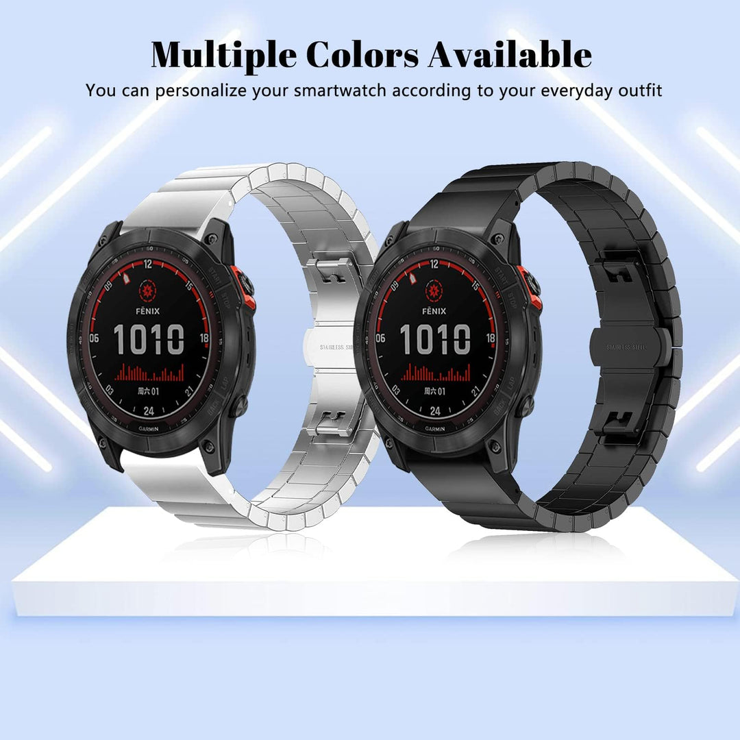LanQii 26mm QuickFit Armband Kompatibel mit Garmin Fenix 7X Pro Solar/Fenix 7X/6X/Fenix 6X Pro, Edel
