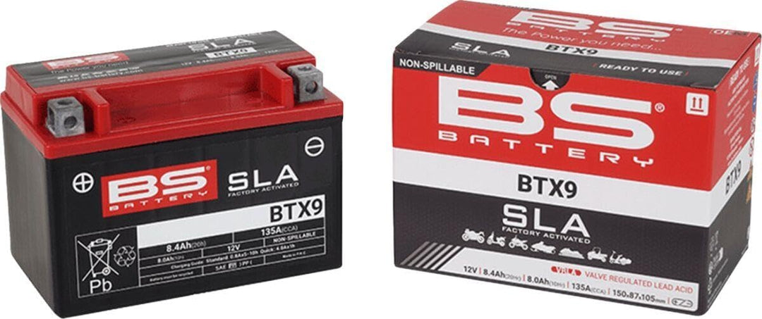 BS Battery 300674 BTX9 AGM SLA Motorrad Batterie, Schwarz