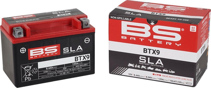 BS Battery 300674 BTX9 AGM SLA Motorrad Batterie, Schwarz