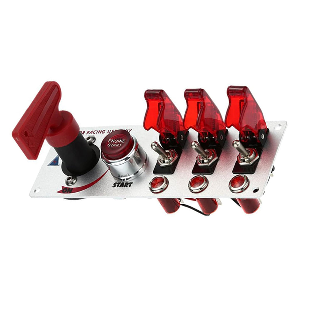 Geloo Zündschalter Panel 12V Racing Car Engine Start Push Button Switch Panel Carbon Fiber LED Toggl