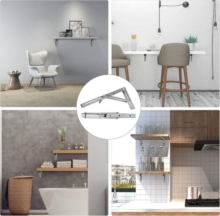 Klappkonsole Schwerlast 300MM, LYCXAMES 2 Stück Edelstahl Wandhalter Tisch Klappregalhalterungen Büc