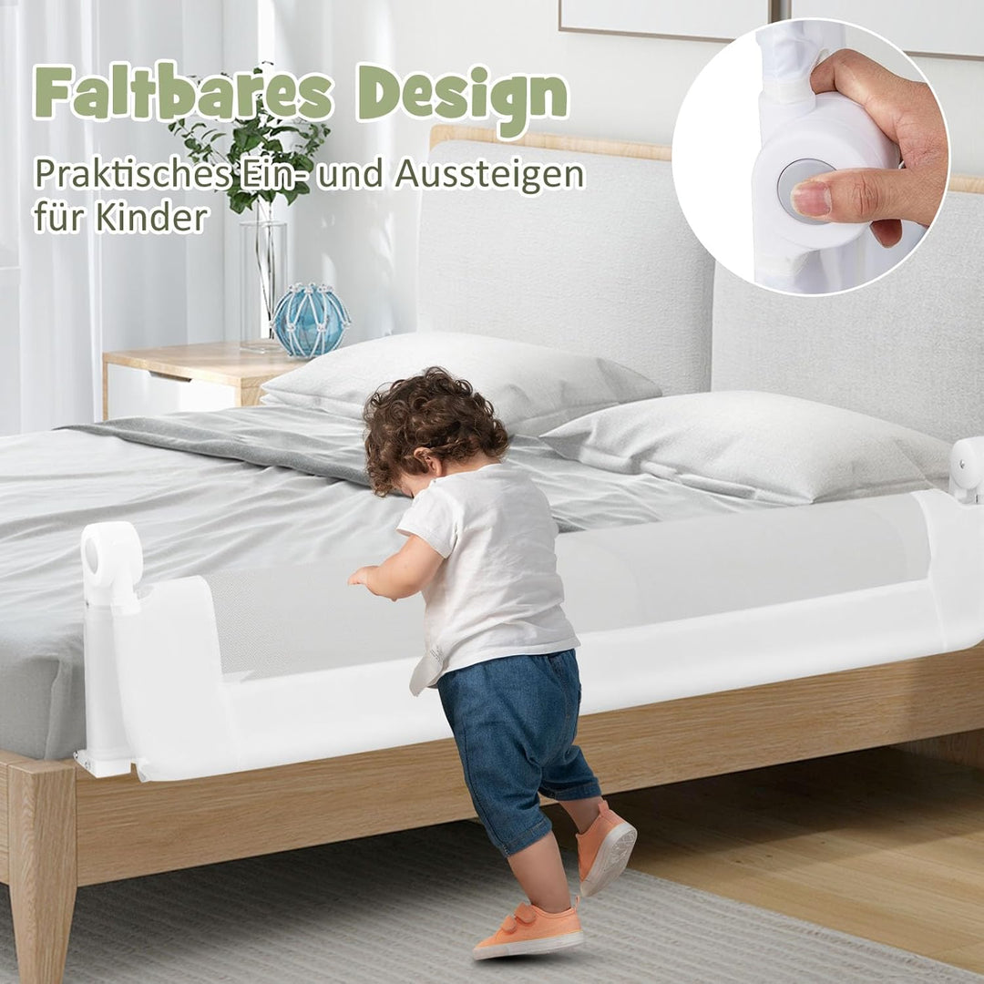 DREAMADE Bettgitter 150/120/105 cm, Kinderbettgitter Schutz, Kinderschutzgitter aus PP & Oxford, Bab
