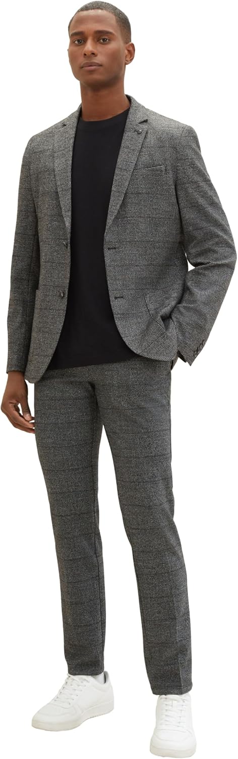 TOM TAILOR Herren Regular Fit Chino Hose mit Bügelfalte 30W / 32L 34046 - Grey Black Grindle Check,