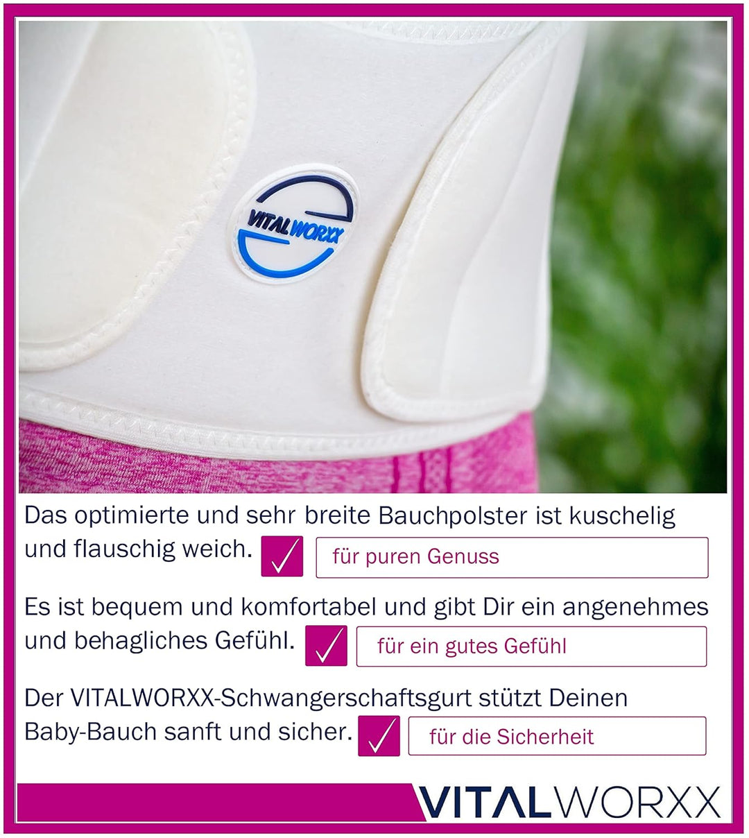 VITALWORXX® Schwangerschafts-Stützgürtel mit Gebrauchsanleitung - Unterstützung für Bauch, Taille un