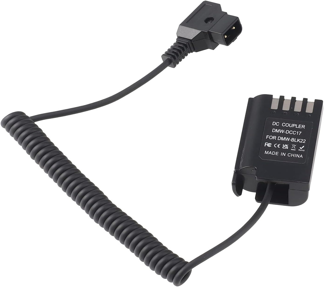 Fotga Verlängerbares Stromadapterkabel für D-Tap-Stecker auf Dummy Akku DMW-BLF19 für Panasonic GH3