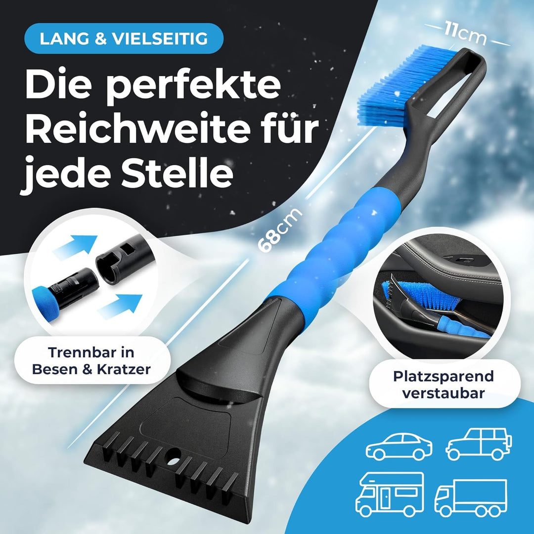 Eiskratzer Auto mit Besen TESTSIEGER 2025* - Ergonomischer Profi Schneebesen Auto schnell & stark -