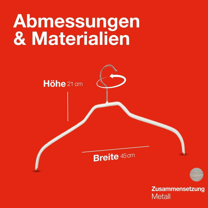 MAWA Kleiderbügel, Set mit 10 platzsparenden und rutschfesten Bügeln, ideal für Hemden und Blusen, m