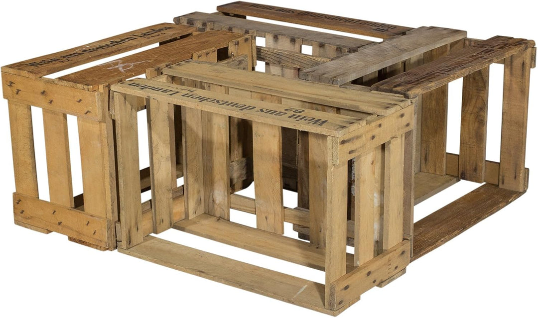 4er-Set alte Weinkisten mit Aufdruck Wein aus Deutschen Landen 46X30,5X24CM