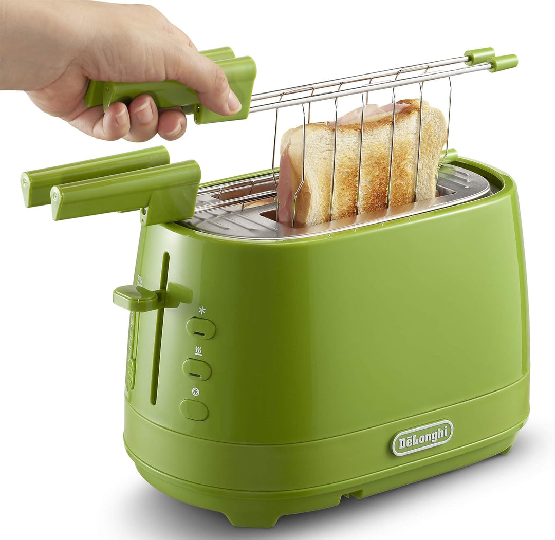 De Longhi CTLAP2203 Toaster mit Zange, 550 Watt. grün, Grün