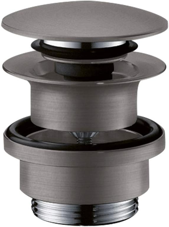 hansgrohe Ablaufgarnitur Push-Open für Waschtisch- und Bidetmischer Brushed Black Chrome, Brushed Bl