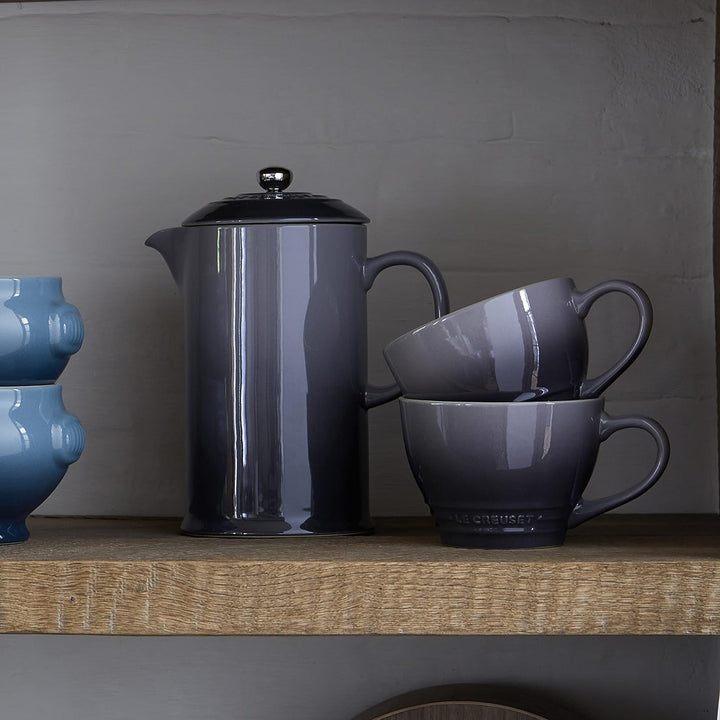 Le Creuset Kaffee-Bereiter/French Press mit Edelstahl-Presseinsatz, 800 ml, Steinzeug, Flint