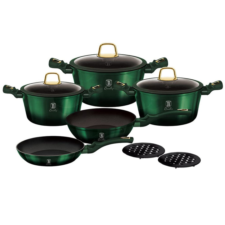 Berlinger Haus Emerald Collection 10 Stück Kochgeschirr Set, BH/6065 Emerald Edelstahl 18/8
