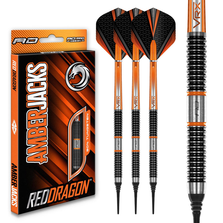 RED DRAGON Amberjack Series Softip Profi Dartpfeile 18 Gram Darts Set mit Flights und Schäfte Amberj