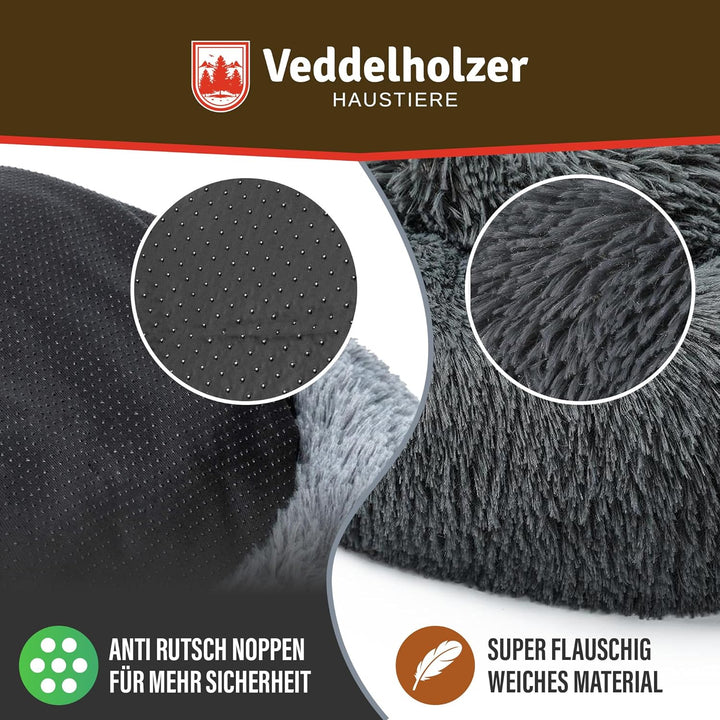 Veddelholzer Ø 60 cm (S) Dunkelgrau Hundebett Katzenbett Hundekissen Hundebetten in mehreren Grössen