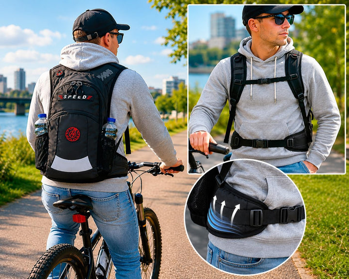 BAG STREET - wasserdichter Rucksack für Motorrad, Biker, Fahrrad, Sport, Outdoor - Schwarz
