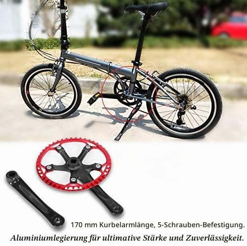 Alomejor Fahrrad Kurbelgarnitur 45T 47T Singlespeed Crankset 170mm Kettenblatt Kettensatz 2 Farben f