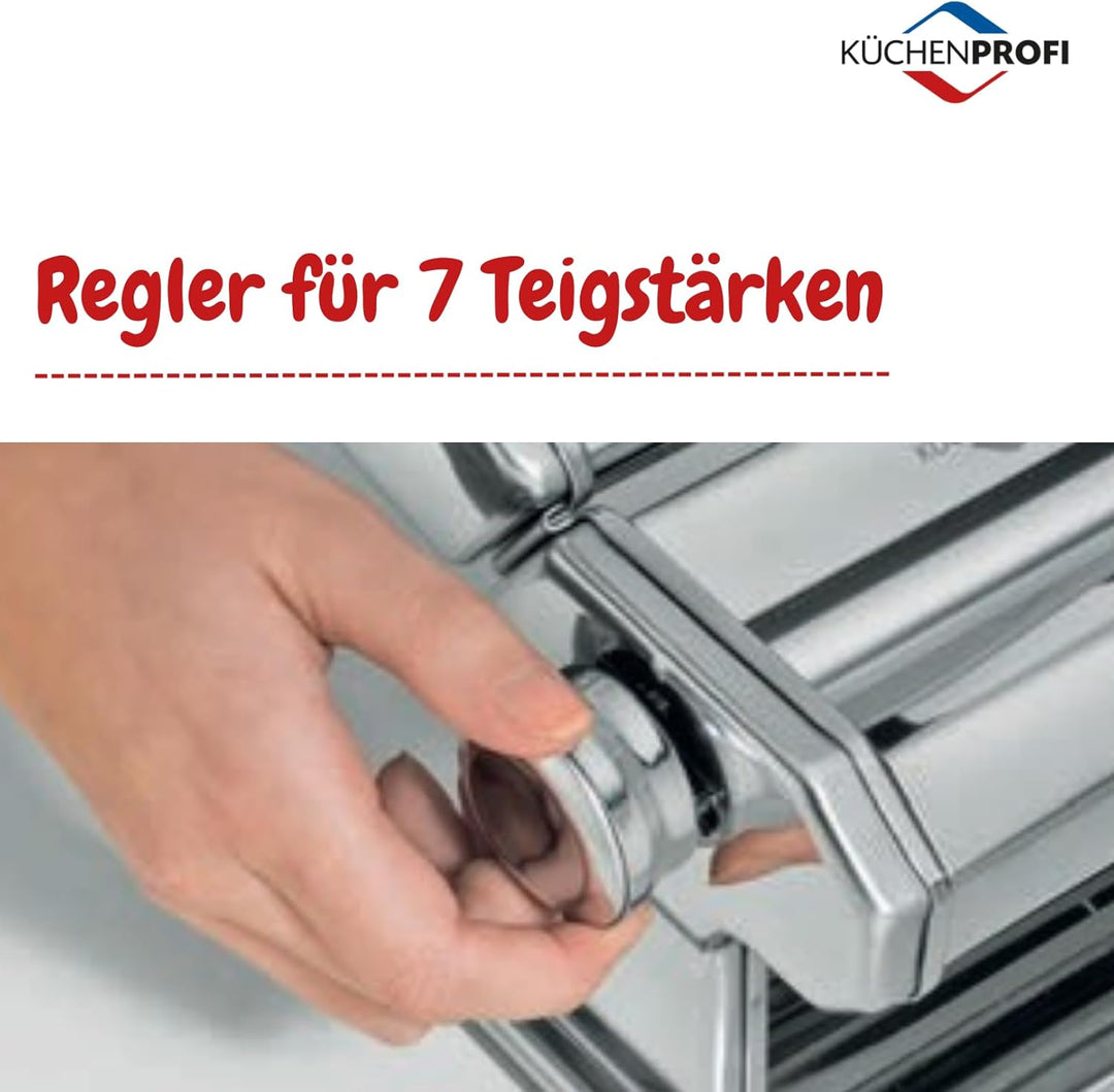 Küchenprofi Nudelmaschine Manuell Vitale | Pulverbeschichteter Edelstahl Rostfrei/Aluminium | Inkl.