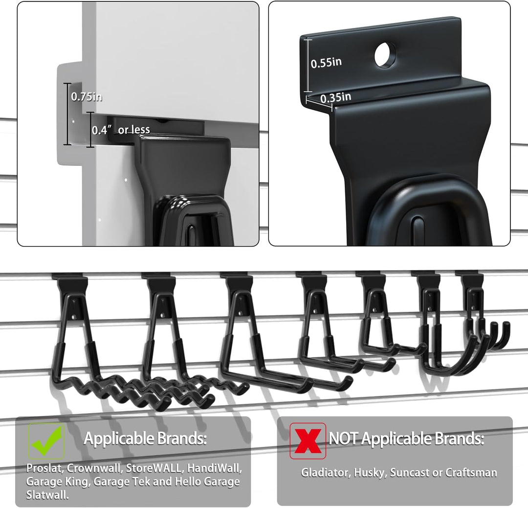 3-H Slatwall Zubehör, Slatwall Hooks & Hangers Multi Sizes, Slat Wall Heavy Duty Hanging Hooks Garag