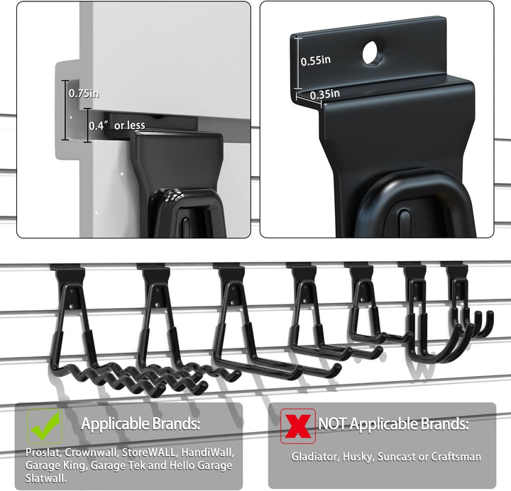 3-H Slatwall Zubehör, Slatwall Hooks & Hangers Multi Sizes, Slat Wall Heavy Duty Hanging Hooks Garag