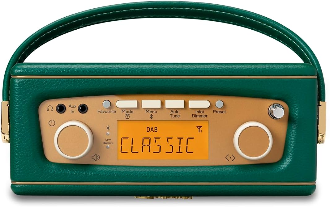Roberts Revival UNO BT Dab+/FM/Bluetooth Radio, tragbar, Radiowecker, Dunkelgrün, Dunkelgrün