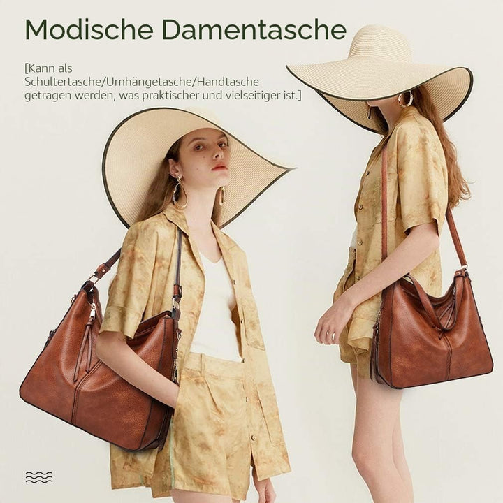 Lifetooler Handtaschen Set Gross Leder Tasche Schultertasche Hobo Taschen Damen Portemonnaie Geschen