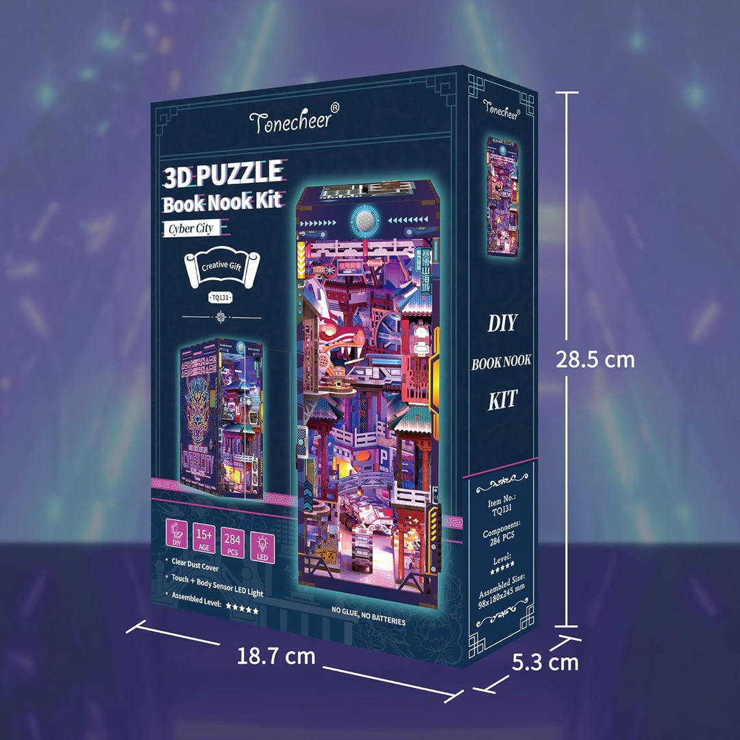 Tonecheer Book Nook Kit 3D Holzpuzzle Booknooks DIY Modellbausätze Erwachsene zum Baue Miniatur Haus