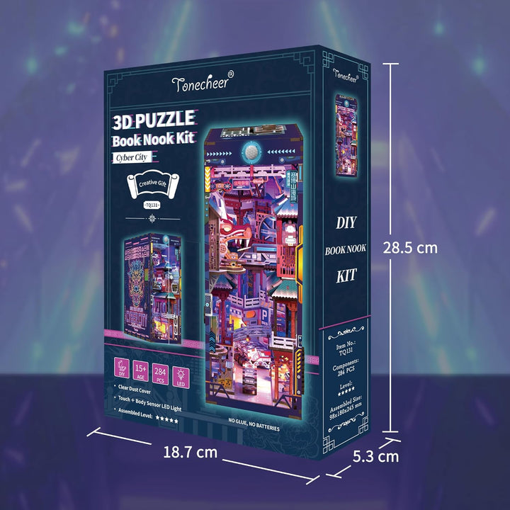 Tonecheer Book Nook Kit 3D Holzpuzzle Booknooks DIY Modellbausätze Erwachsene zum Baue Miniatur Haus