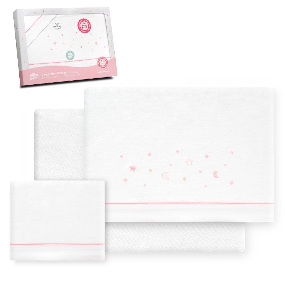 Interbaby Bettwäsche-Set für Kinderbett, 60 x 120 cm, 100% Baumwolle, warm, weich, inklusive Spannbe