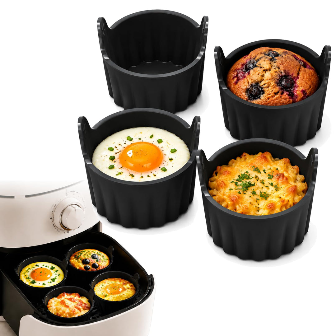 Silikonform Heissluftfritteuse, 4 Packungen ei Formen Kuchenform für Heissluftfritteuse, Airfryer Zu