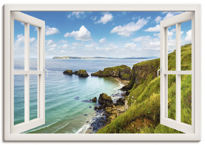 ARTland Leinwandbilder Wandbild Bild auf Leinwand 100x70 cm Landschaften Fensterblick U0SO Küstenweg