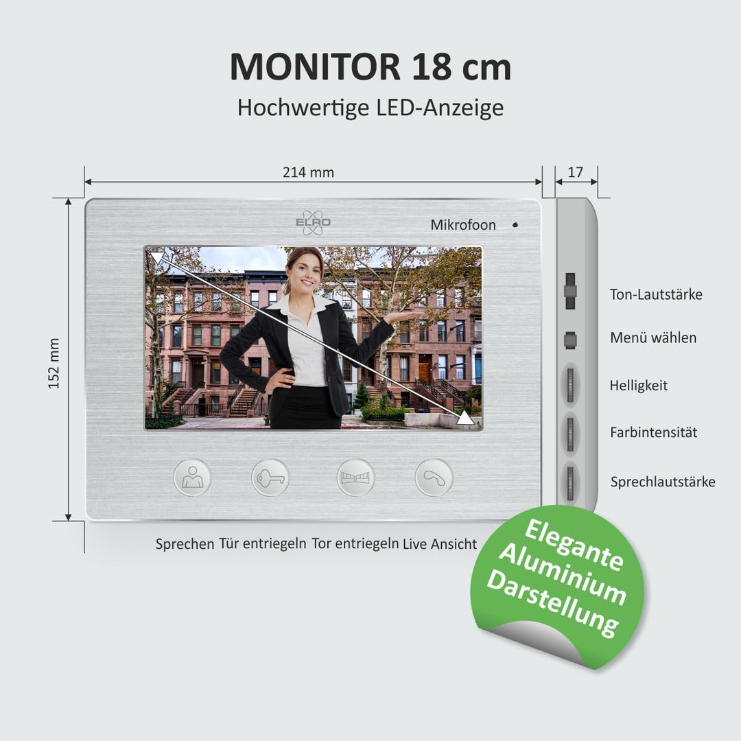 ELRO DV4000 Video Türsprechanlage │ 1080P Full HD Kamera mit Nachtsicht │ 4-Draht Kabel │ 16 Klingel