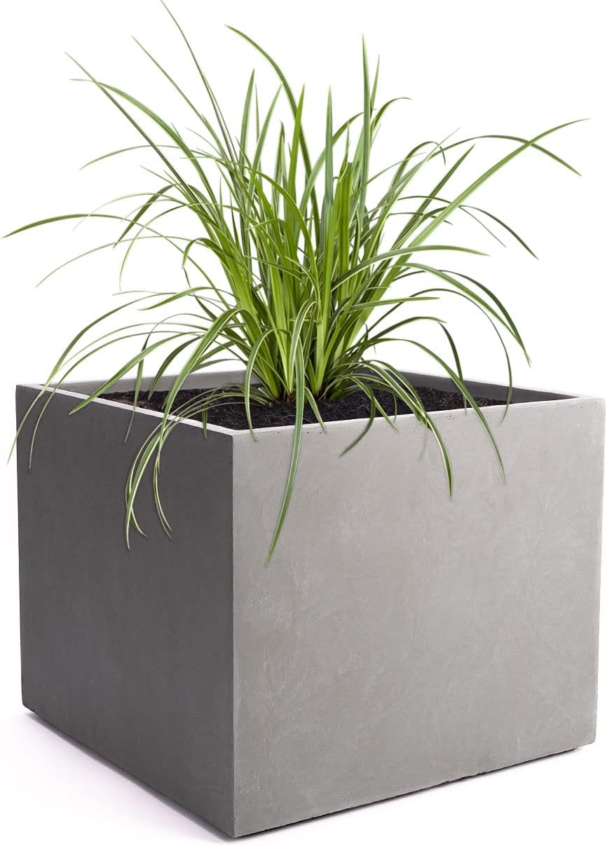 Pflanzwerk® Pflanzkübel Cube Grau 23x23x23cm *Frostbeständiger Blumenkübel* *UV-Schutz* *Qualitätswa