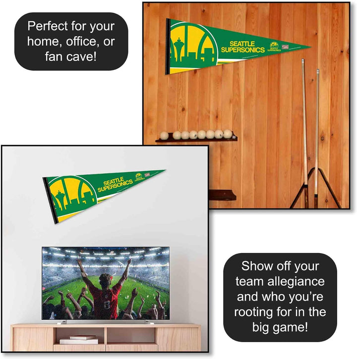 WinCraft Seattle Supersonics Throwback Retro Vintage Pennant Flag