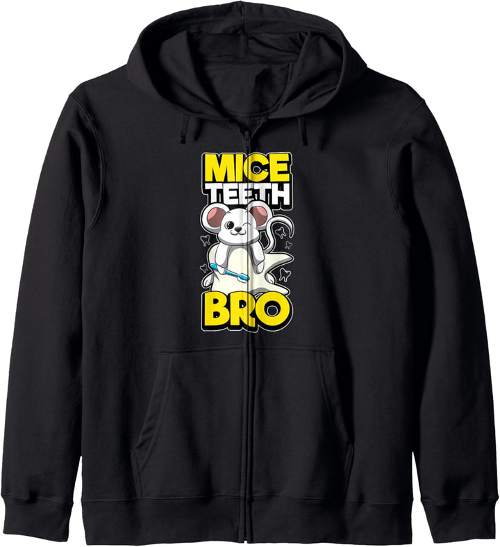 Mice Teeth Bro - Schöne Zähne Brudi - Lustiges Zahnarzt-Tier Kapuzenjacke