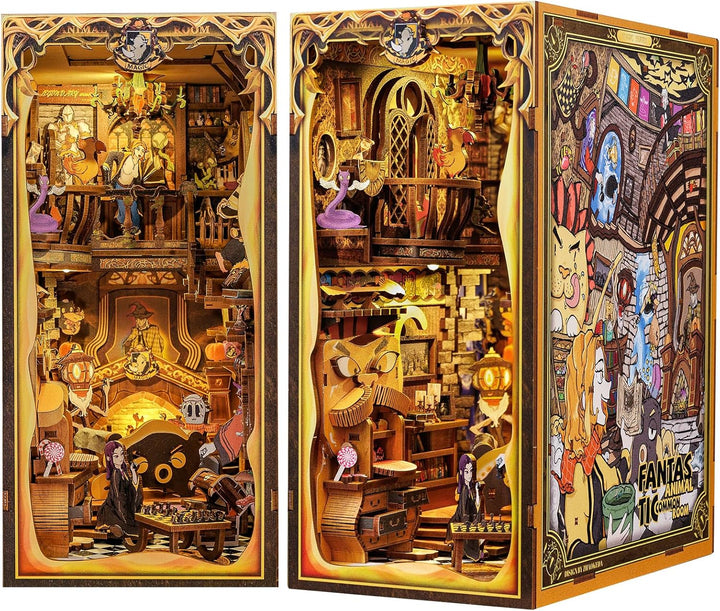 CUTEBEE Book Nook DIY Kit – DIY Puppenhäuser Miniatur Haus Kit mit Möbeln und LED-Licht, 3D Puzzle B