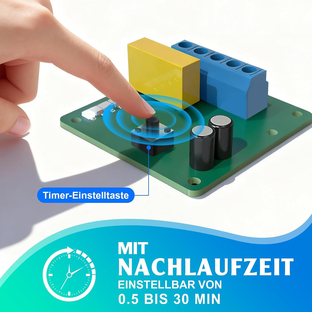 XIIW Badlüfter 150mm mit Nachlauf, 18W Leiser Abluftventilator Lüfter mit Rücklaufklappe, Effiziente