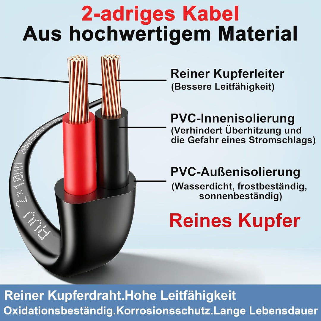 2 × 1,0 mm² Zweiadriges Doppelkabel 2 Core Automotive -Kabel 2 Leiter Kupfer -Elektrodraht 12 V 24 V