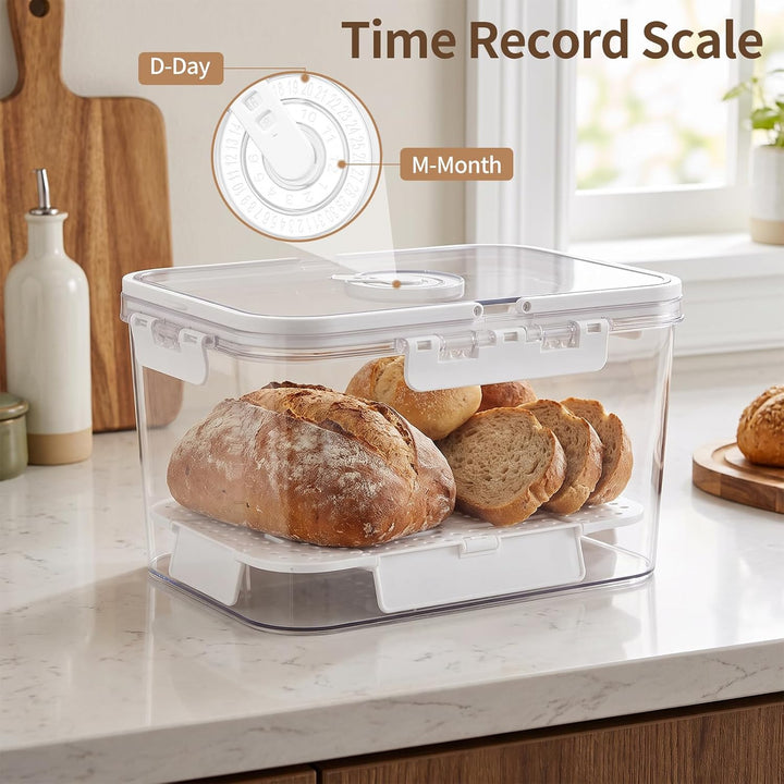 Brotkästen mit Deckel, 2 Stück Brotkasten Versiegelt mit Datumsanzeige, Transparente Brotbox für sel