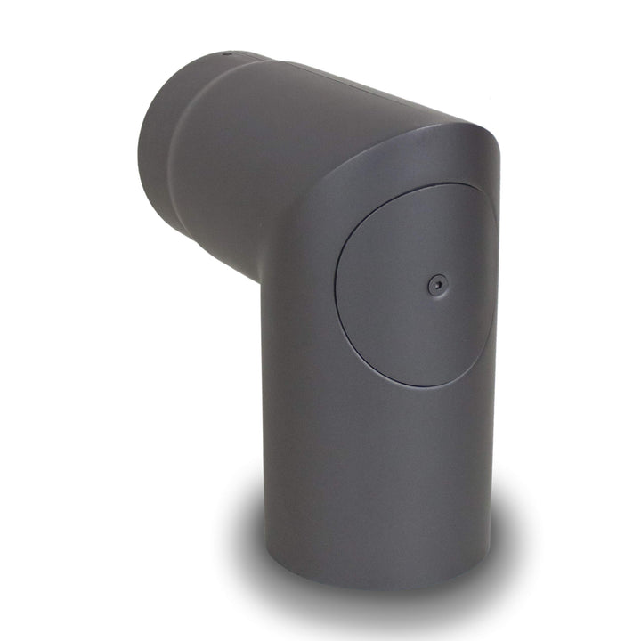 LANZZAS Ofenrohr Bogen 1x 90° Grad (Spitzbogen) mit Tür, im Durchmesser, DN Ø 150 mm, Farbe: gussgra