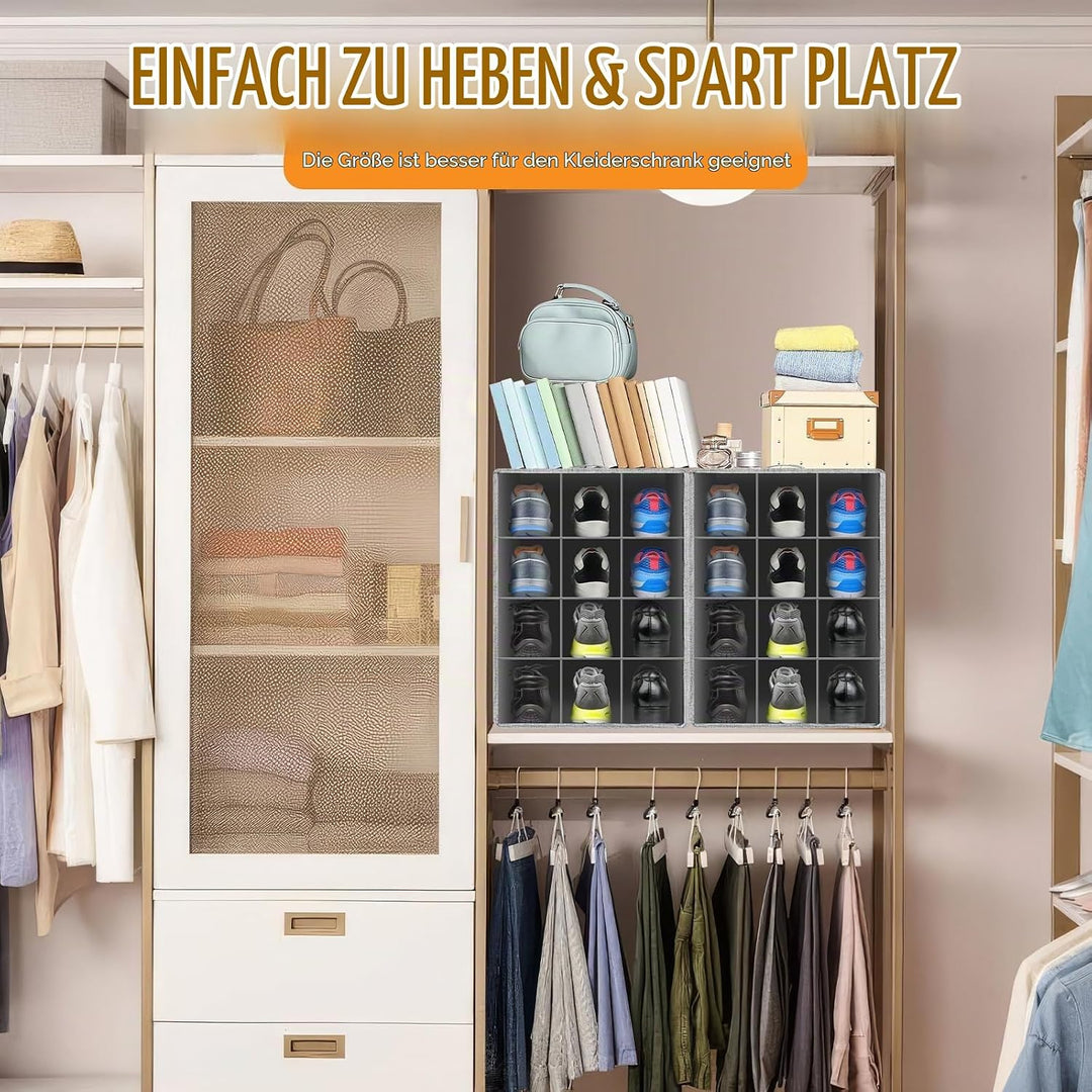 Romon Schuhorganizer Schuhboxen, Schuhorganisator für Schrank 12 Zellen Schuhaufbewahrung mit Deckel
