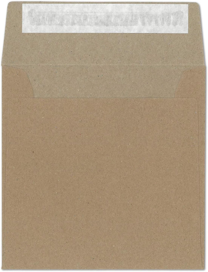 150 Kraftpapier Briefumschläge in Sandbraun - quadratisches Format 16 x 16 cm - Vintage Recycling Ku
