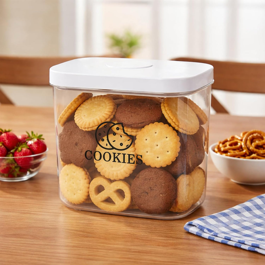 Keksdose mit Luftdichtem Deckel, BPA-freier Kunststoff Vorratsbehälter für Kekse, Brot, Bagels und D