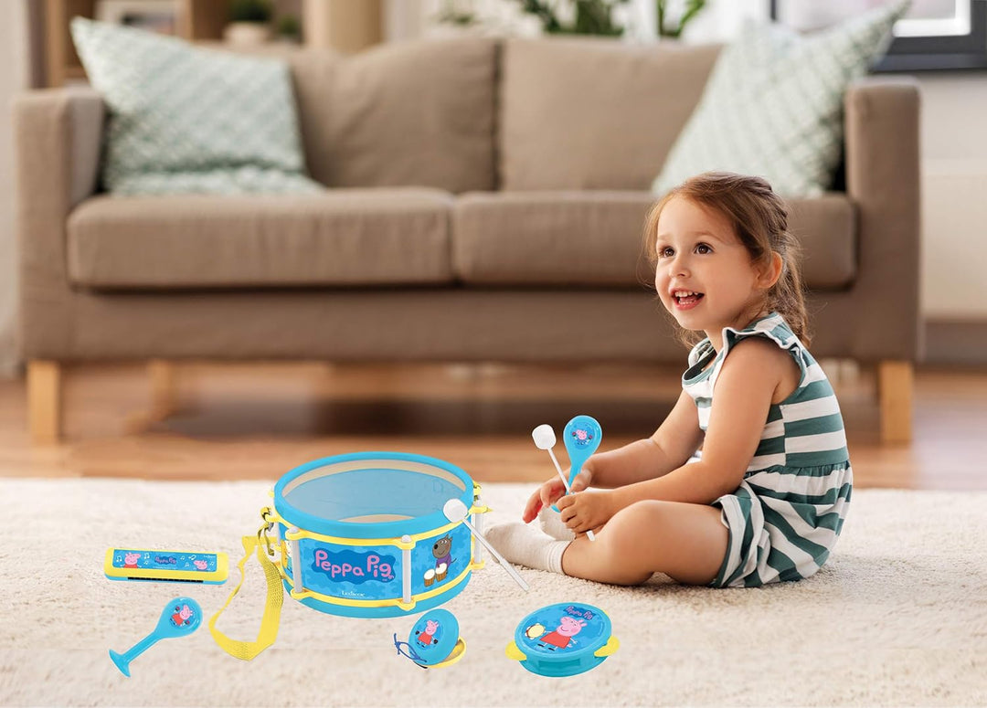 Lexibook, Peppa Pig, Set mit 7 Musikinstrumenten (Trommel, Maracas, Kastagnette, Mundharmonika, Bloc