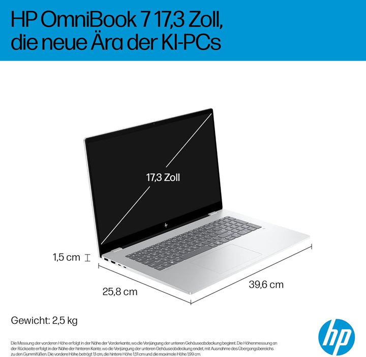 HP OmniBook 7 Next Gen AI PC, Copilot+ PC, 17.3 Zoll FHD Touch Display, Intel Core Ultra 7 256V (47