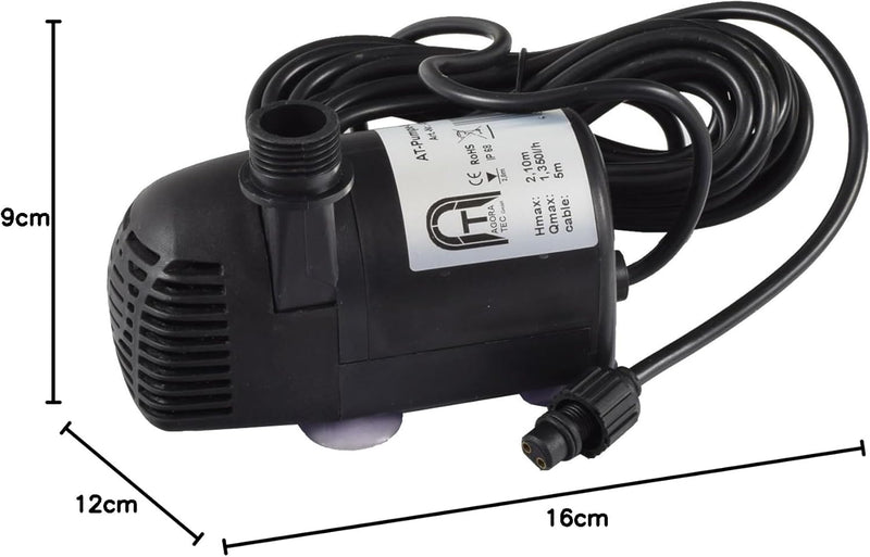 Agora-Tec® Ersatzpumpe Solar Teichpumpen-Set AT-20W Pumpe AT 20W