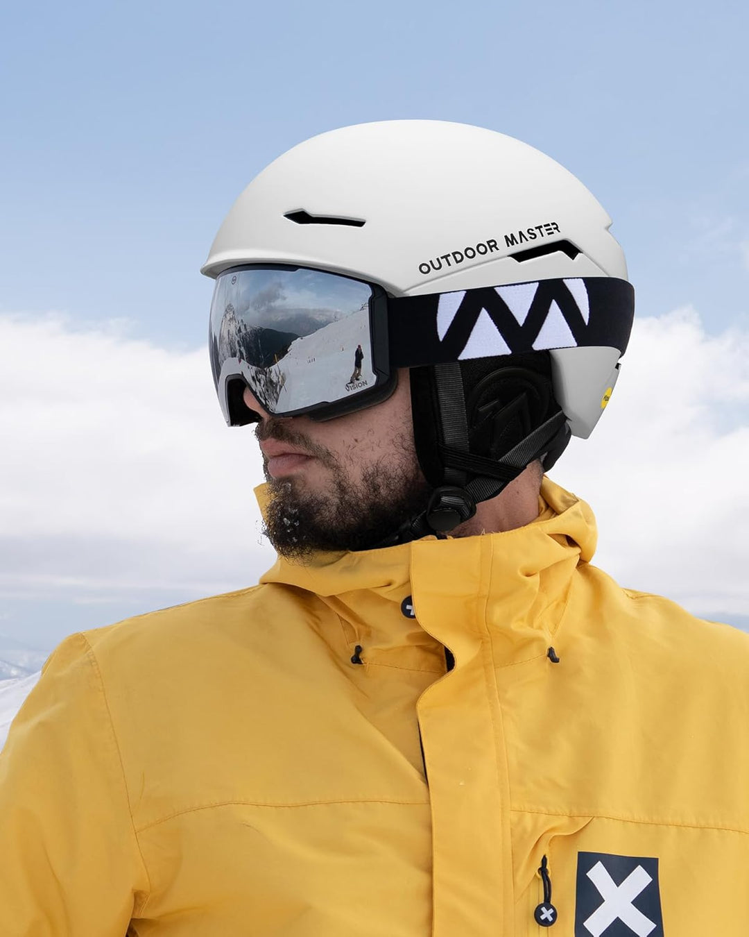OutdoorMaster ELK MIPS Skihelm - Schneesporthelm Snowboardhelm für Männer Frauen &amp; Jugend Perlweiss