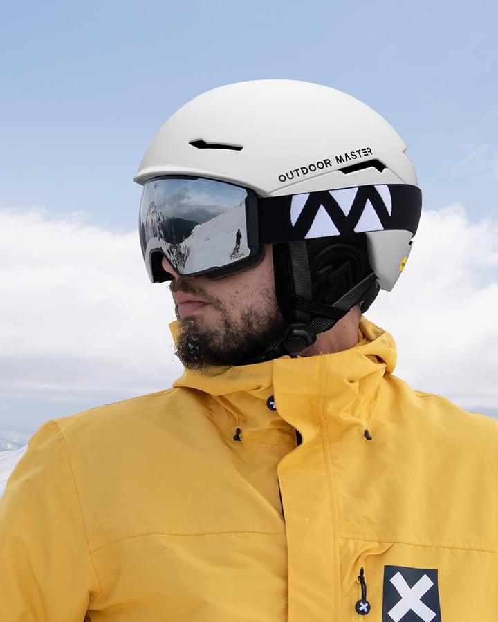 OutdoorMaster ELK MIPS Skihelm - Schneesporthelm Snowboardhelm für Männer Frauen &amp; Jugend Perlweiss