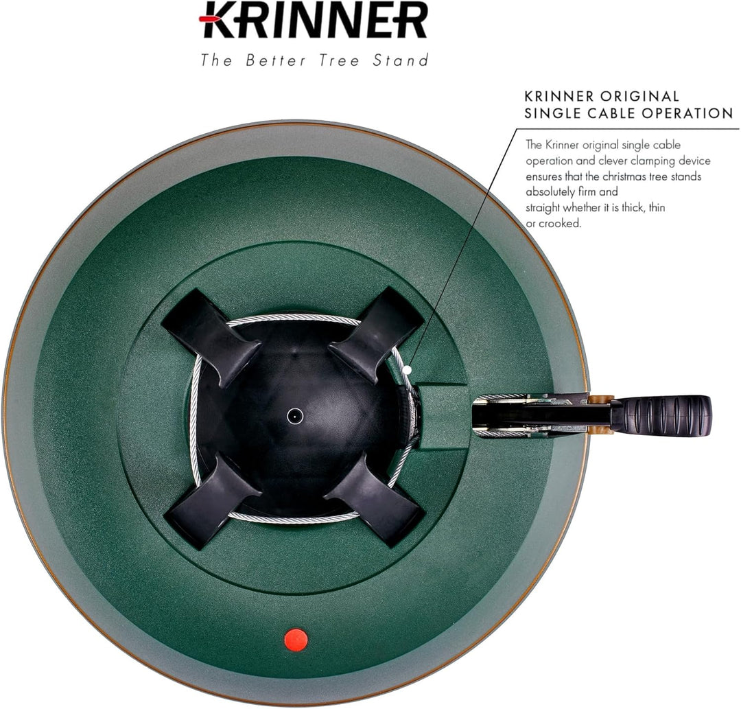KRINNER Weihnachtsbaum Christbaumständer Comfort S Grün 34cm inkl. Fusspedal- und Einseiltechnik für